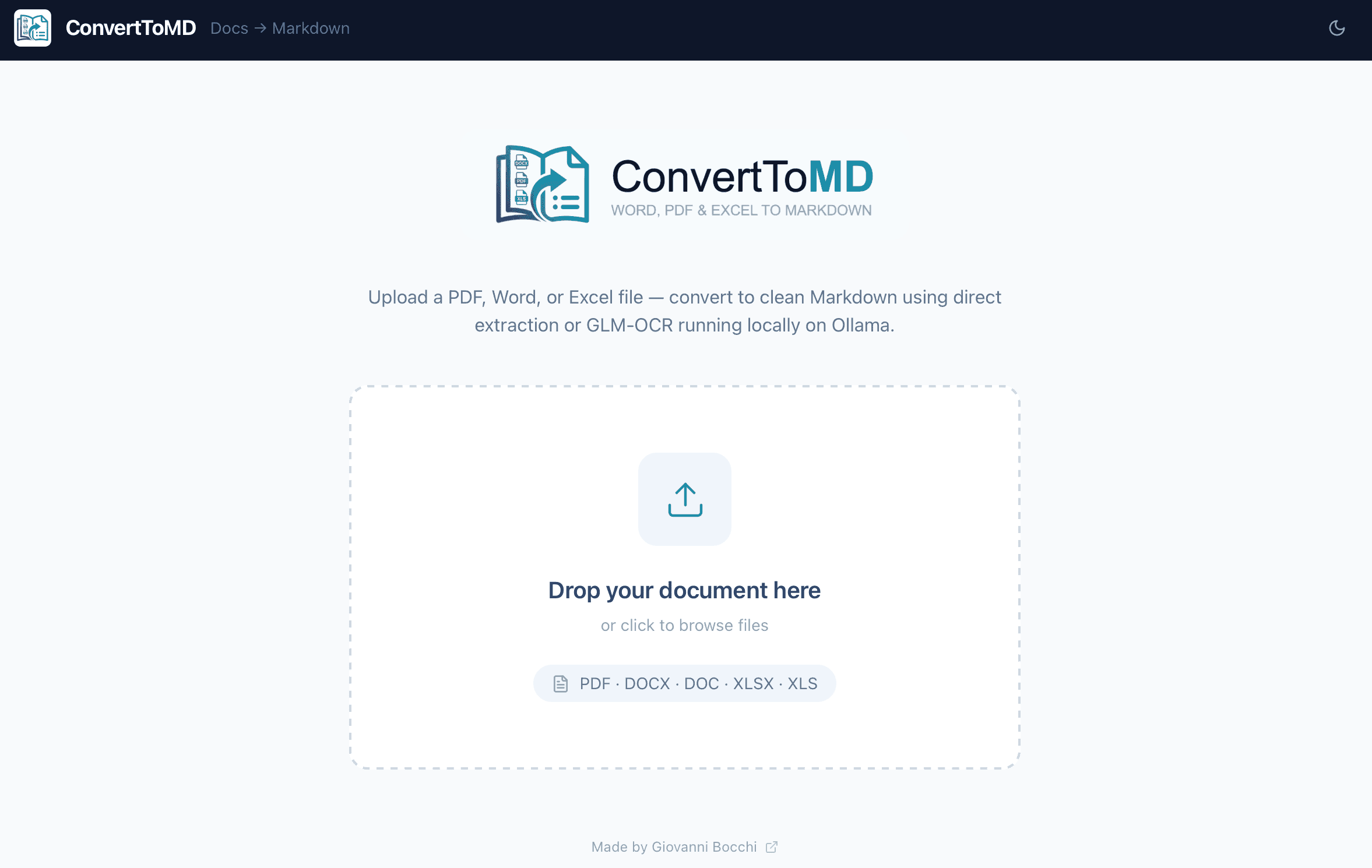 Immagine ConvertToMD - Web Application